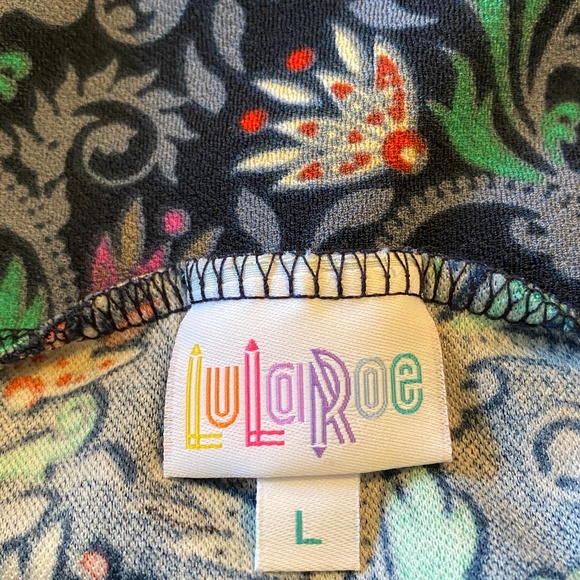 LuLaRoe Cassie Womens Multicolor Floral Straight Pencil Skirt Size Large - Picture 3 of 4